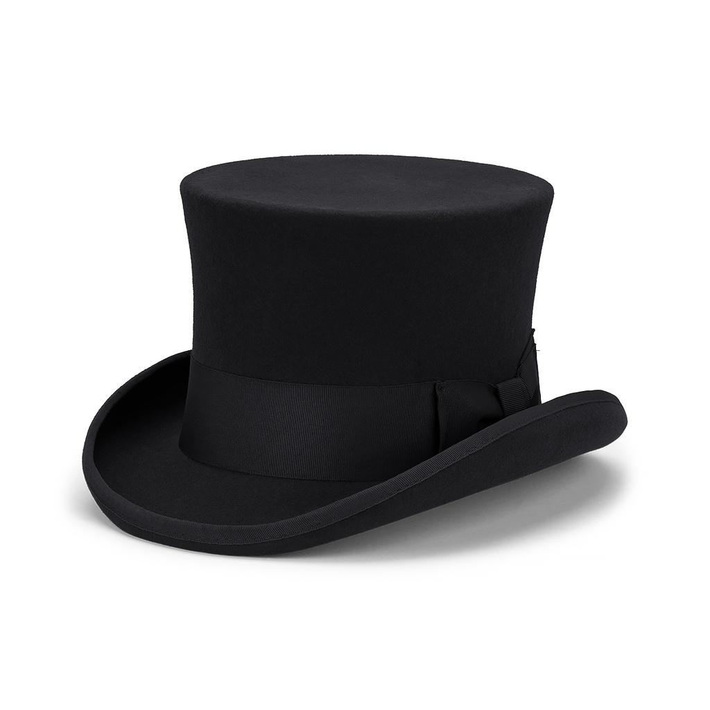 Wool Felt Top Hat With Satin Lining 5 1/2" Crown
